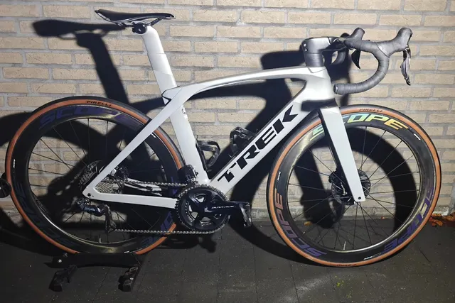 Witte Trek met bruine flanken voor de bakstenen muur